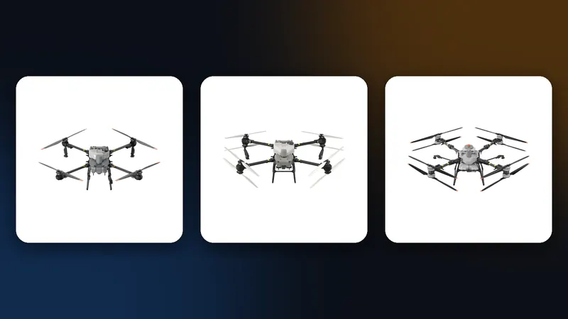 DJI Agras T25P, T50 and T100 agricultural drones