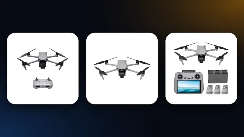 DJI Air 3S with the RC-N3, the DJI Air 3 and the Air 3 Fly More Combo with the RC 2