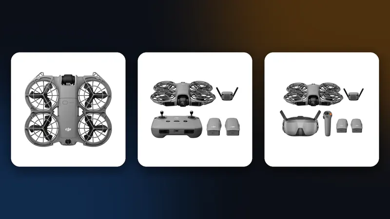 DJI Neo 2 drone only, Fly More Combo with RC-N3 and Motion Fly More Combo