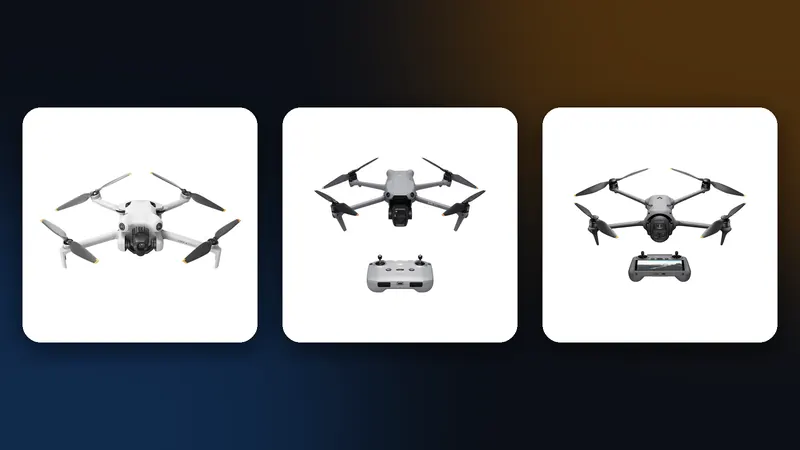 DJI Mini 4 Pro, DJI Air 3S and DJI Mavic 4 Pro camera drones